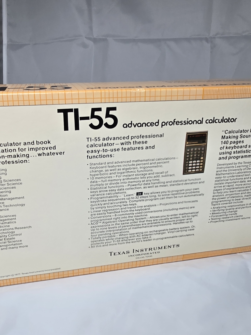 Texas Instruments TI-55 Advanced Professional Calculator - Yellow Box - Picture 3 of 7